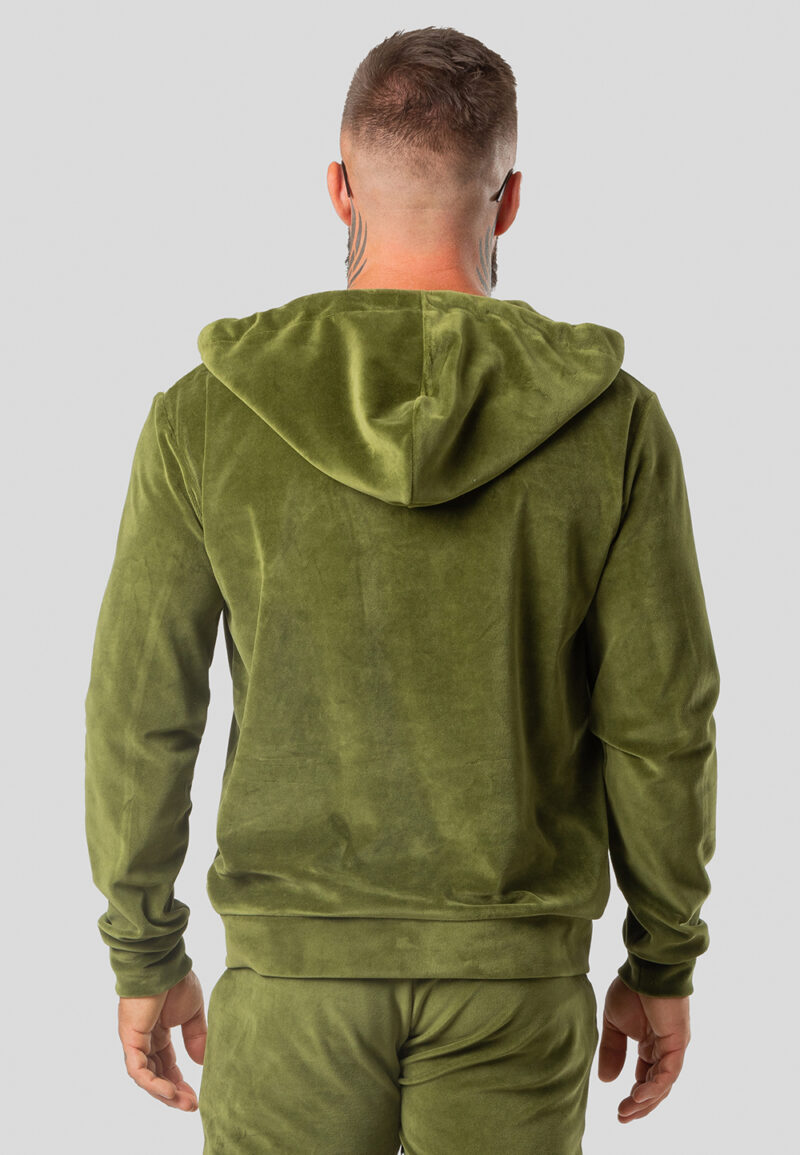 Felpa con cappuccio standard in velluto, colore oliva